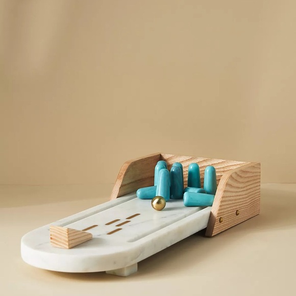 Anthropologie Marble Table Bowling Set NEW DEFECT READ - Picture 1 of 12